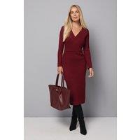 Wallis Women's Petite Asymmetric Rib Knitted Dress in Berry | Size: XL