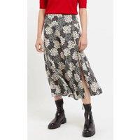 Louche Women's Barney Flower Patch Print Midi Skirt in Black & White | Size: 12