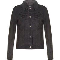 Infinity Leather Women's Goat Suede Trucker Jeans Jacket-Astoria in Black | Size: 24