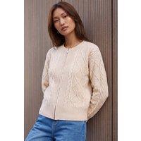 Roman Women's Knitted Cable Bomber in Ivory | Size: 10