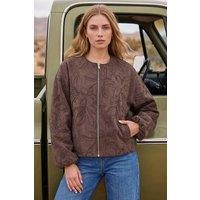 Roman Women's Embroidered Bomber Jacket in Brown | Size: 10