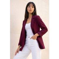Roman Women's Petite Revere Collar Stretch Blazer in Wine | Size: 16
