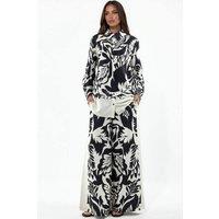 MSN Collection Women's Floral Cotton-Viscose Shirt & Wide-Leg Pants Set | Size: XL