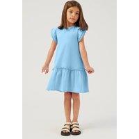 Enorsia Girl's Girls Ruffle Sleeve Jersey Dress in Blue | Size: 2-3 Years