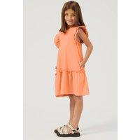 Enorsia Girl's Girls Ruffle Sleeve Jersey Dress in Orange | Size: 18-24 m