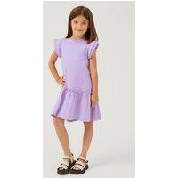 Enorsia Girl's Girls Ruffle Sleeve Jersey Dress in Purple | Size: 3-4 Years