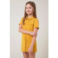 Enorsia Girl's Girls Utility Shirt Dress (2yrs-9yrs) in Yellow | Size: 4-5 Years