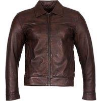 Infinity Leather Men's Retro Nappa Leather Biker Jacket in Brown | Size: 5XL