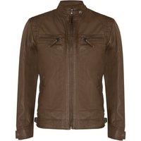 Infinity Leather Men's Leather Rock Racing Quilted Biker Jacket in Brown | Size: XS