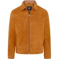 Infinity Leather Men's Retro Classic Suede Leather Harrington Biker Jacket - Bryne in Tan | Size: XS