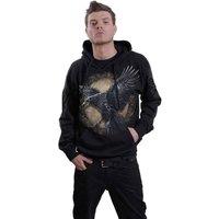 Spiral Direct Men's Raven Wise Back Print Pullover Hoodie in Black | Size: Medium