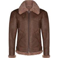 Infinity Leather Men's B3 WW2 Sheepskin Leather Aviator Jacket-Houston in Brown | Size: 5XL