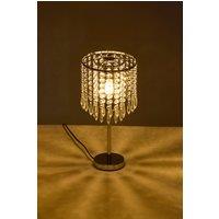 Living and Home Luxury Table Lamp with Iron Base and a Crystal-Beaded Shade in Silver