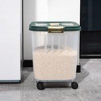 Living and Home 12.5KG Dry Food Storage Container with Wheels & Cup Rice Grains Sealed Bin Cereal Storage Box in Clear | Size: XL