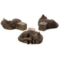 Jardinopia Sleeping Cat Curled Up Plant Pot Feet - Set of 3 - L10.5 x W8 x H5 cm in Bronze