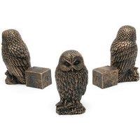 Jardinopia Tawny Owl Plant Pot Feet - Set of 3 - L8 x W4.5 x H9.5 cm in Bronze