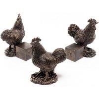 Jardinopia Buff Orpington Chicken Plant Pot Feet - Set of 3 - L6.7 x W7 x H9.5 cm in Bronze