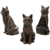 Jardinopia Sitting Cat Plant Pot Feet - Set of 3 - L7.5 x W5.5 x H11.5 cm in Bronze