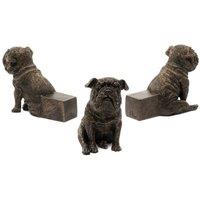 Jardinopia Sitting British Bulldog Plant Pot Feet - Set of 3 - L11 x W5 x H8.5 cm in Bronze