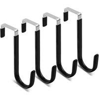 SPETLEK 4 Pack Over The Door Hook Single Hooks Hanger Metal in Black | Size: 1000mm x 400mm