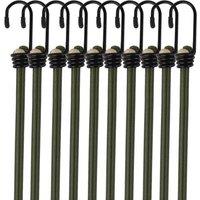 SPETLEK Bungee Straps - 10x Elasticated Cords with Hooks in Dark Green | Size: 100 cm
