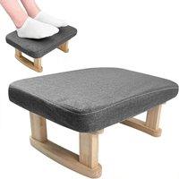 FLAVORA Solid Wood Small Foot Stool Footrest Pouffe Foot Stool in Dark Grey | Size: 0.6m2