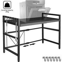 KORVIXA 2 Tier Iron Microwave Oven Rack Stand in Black | Size: 100 cm x 100 cm