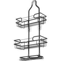 KORVIXA Over Head Shower Caddy Basket with Hooks 3 Layers in Black | Size: 50 cm x 80 cm