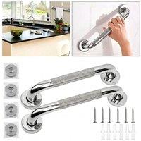PAWNORA 2PCS Safety Grab Bar Bathroom Support Handle Steel Bath Shower in Silver