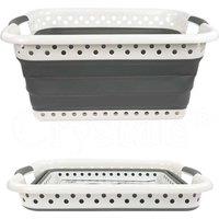 PAWNORA LARGE COLLAPSIBLE LAUNDRY BASKET WASHING CLOTHES BIN FOLDABLE in Grey | Size: 0.6m2