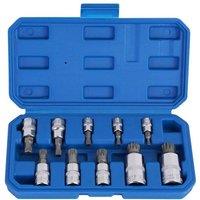 FLAVORA 10pcs Multi Spline Bit 1/2"Socket Set 12 point triple square in Blue | Size: 10000mm x 520mm