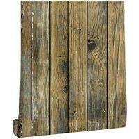 FLAVORA Vintage Brown-6M Wood Grain Wallpaper Self Adhesive Peel in Brown | Size: 0.6m2