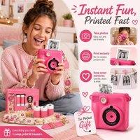 BluCore Intant camera with a stylish strap for kids in Baby Pink