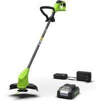 Greenworks 24V 25cm Cordless Line Trimmer (2AH Battery & Charger) in Green | Size: 1 Pack