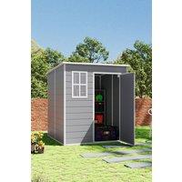 Living and Home 6x6 FT Durable PP Pent Roof Outdoor Storage Shed with Window & Vent in Grey