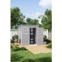 H&O Direct 6x6 FT PP Pent Roof Outdoor Storage Shed with Window & Vent in Grey