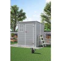 Garden Sanctuary 6x6 FT Durable PP Outdoor Storage Shed with Window & Vent in Grey