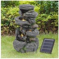 Living and Home Outdoor Rock Waterfall Fountain with LED Lights in Natural