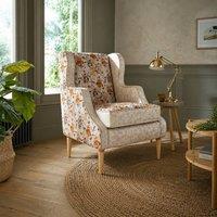 Stratus Interiors Luxury Floral Wingback Accent Chair in Beige Upholstery with High Back