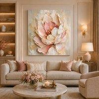 Mafett Ethereal Blossom Floral Canvas Wall Art Print in Pale Pink | Size: w40 inch x h40 inch