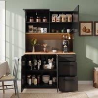STILVORA Tall Storage Cabinet with LED & USB, Black