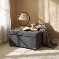 STILVORA Storage Ottoman Stool with Hidden Storage Grey