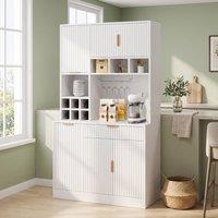 STILVORA Tall Cabinet 100 cm with USB & Bottle Storage in White