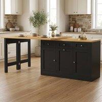 STILVORA Extendable bar table with storage & swivel top in Black