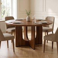 STILVORA 120 cm Round Dining Table with Walnut Finish
