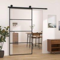 Berkfield Home Sliding Door with Hardware Set 102.5x205 cm ESG Glass&Aluminium in Black
