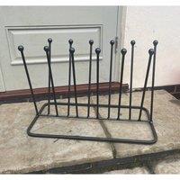 Poppyforge 6 Pair Diagonal Boot Rack - Steel - L35.6 x W63.5 x H45.7 cm in Black