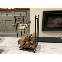 Poppyforge Compact Log Rack - Steel - L31.7xW36.8xH67.3 cm - Powder Coated Black