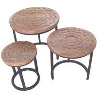 Minster Stylish Living Ltd 45/38/28cm Nest of Tables (Set of 3) - Wood - L28 X W38 X H45 cm in Brown