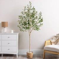 Christow Artificial Olive Tree Realistic Leaves Olives Indoor Outdoor 4-6ft | Size: 6ft